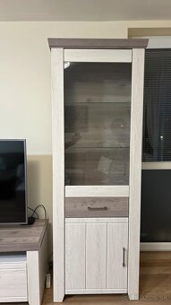 Obývacia stena Cruz, kombi, bielená pínia/šedý dub - 11