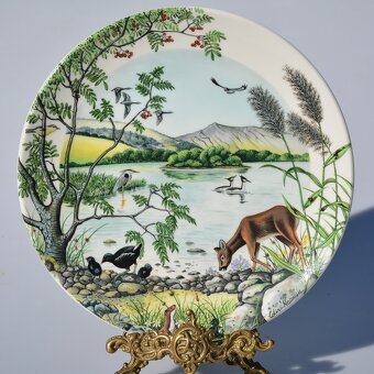 nádherné veľké porcelánové taniere s prírodnou panorámou - 11
