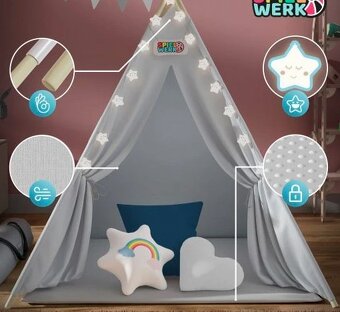 Detský stan Teepee 160x120x120cm - 3 farby - so svetlom - 11