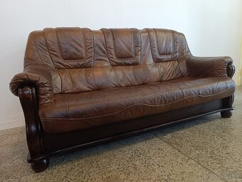 Kožená sedačka, trojsedačka, nábytek z masívu, kůže - 11