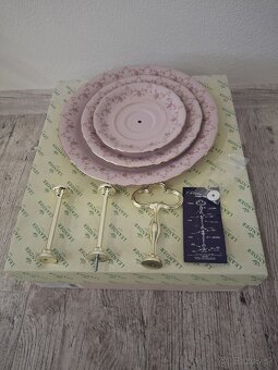 Leander ružový pozlátený porcelánový set - 11