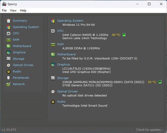 Visionbook 12Wr/Intel N4020/4GB RAM/FHD IPS/256GB SSD/Bat ok - 11