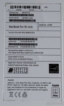 Apple MacBook Pro 16 Silver M1 Pro, 512GB, 97% Baterie - 11