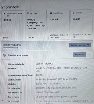 HP Elitebook / Intel P8600 / 4GB RAM / 500GB HDD / 14" - 11