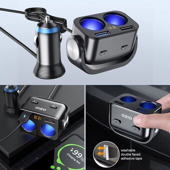 Autonabíjačka s USB zásuvkou, rozbočovač cigaretového jacku - 11