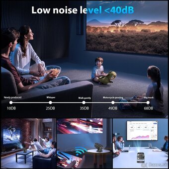 4k projektor android, Bluetooth, WiFi, obraz 150"+plátno - 11