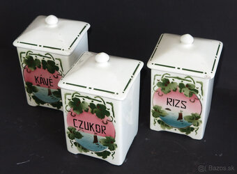 Secesné nádoby na potraviny/ koreničky/dózy kamenina - 11