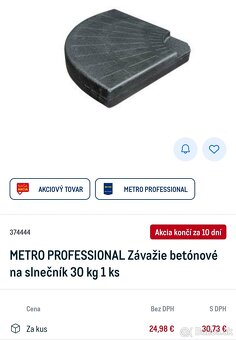 Veľký slnečník 3x3m + 4x30kg zavazie - 11