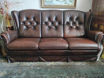 Celokožená sedacia súprava chesterfield - 11