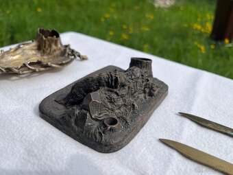 Mosadzný kalamár s poľovníckou tematikou - romantizmus - 11