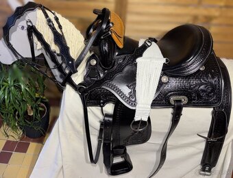 Westernový sedlový komplet 20) černé Basket s úzkou bordurou - 11
