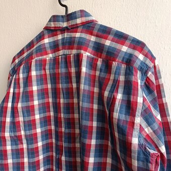 Lacoste károvaná košeľa kockovaná modrá červená biela S - 11