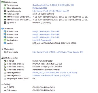 Notebook Dell Latitude 5500 - 15.6" / i7 8665u / 32GB DDR4 - 11