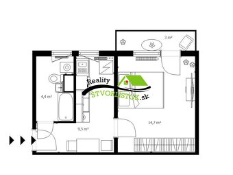 PRENÁJOM, 1-izbový byt Holíč s balkónom, okres Skalica - 11