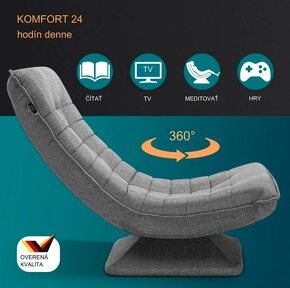 Relaxačné polohovacie a otočné kreslo - šedé, čierne, béžové - 11