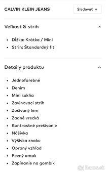 Sukňa Calvin Klein riflová - kraťase v.128 nová - 11