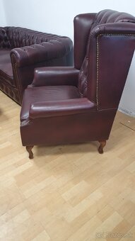 CHESTERFIELD ŠTÝL,KOŽENÁ SEDAČKA,3+1+UŠÁK+TABURET - 11