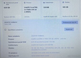 Dell Vostro 14 / i3 7100U / 8GB DDR4 / 128 SSD+500 HDD /14" - 11