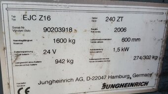 Ručně vedený elektrický vysokozdvižný vozík EJC Z16 - 11