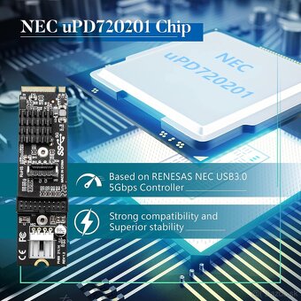 5× M.2 M‑Key to USB‑C / USB‑A interný adaptér - 11