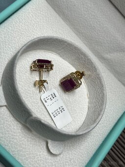 Rubinove nausnice 14k zlato s diamantami IGI - 11