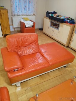 Kožený gauč set + stôl - 11