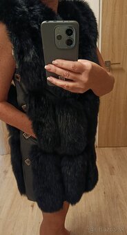Čierna vesta - pravá koža a kožušina - 11