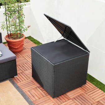 Záhradný ratanový úložný box 75x75x70cm čierny, sivý a hnedý - 11
