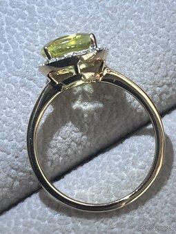 Zlatý Prsteň diamanty a Peridot - 11