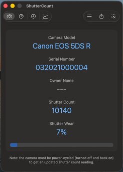 Canon 5Ds R - shutter count 10140 - 11