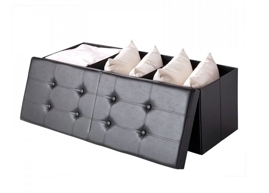 Úložná lavica s vekom 76-115 x 38 x38 cm - čierna biela sivá - 12