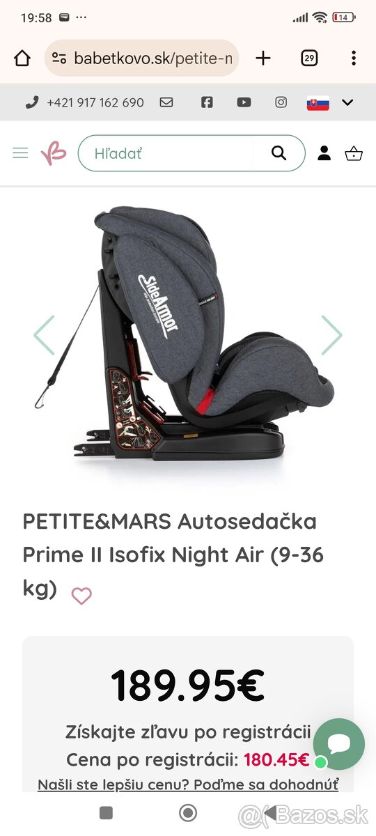 Petite&mars prime ii isofix night air 9 36 kg nová - 12