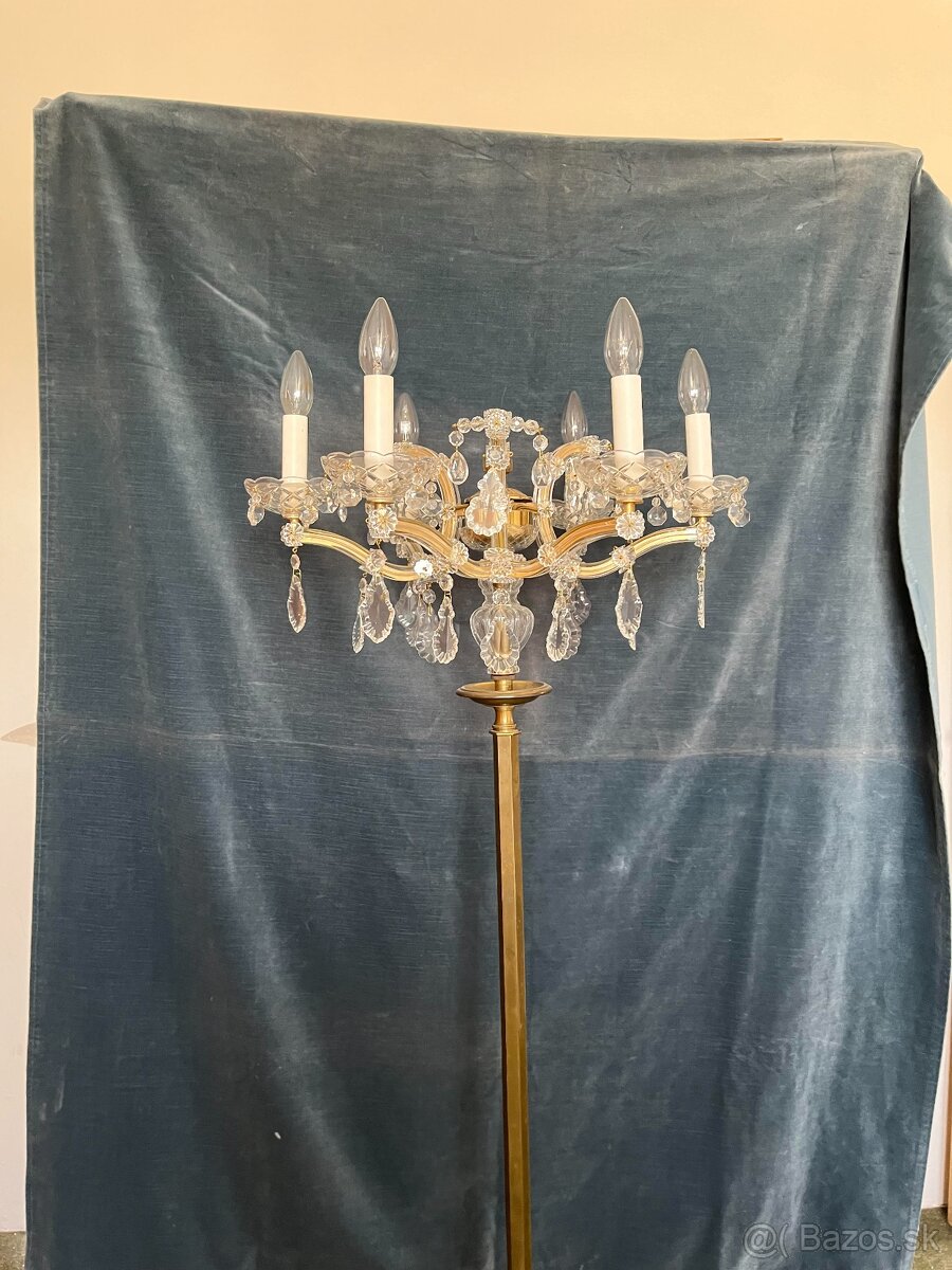 Stojaca lampa - mosadz, krištáľ - 12
