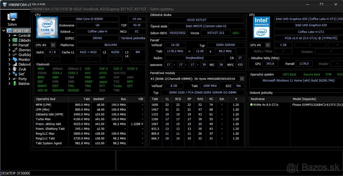 ASUS Vivobook /i5-9300H/16GB RAM/FHD IPS/512GB SSD/GTX 1650 - 12