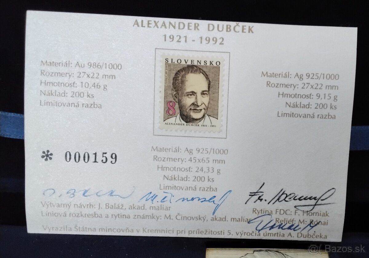 Plaketa a znamka , striebro AG, Dubček - 12