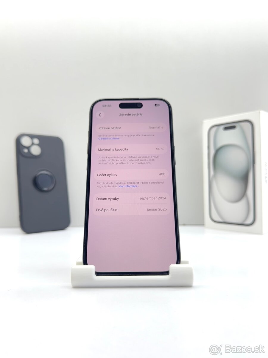 iPhone 15 128GB BLACK TOP STAV ORIGINÁL - 12