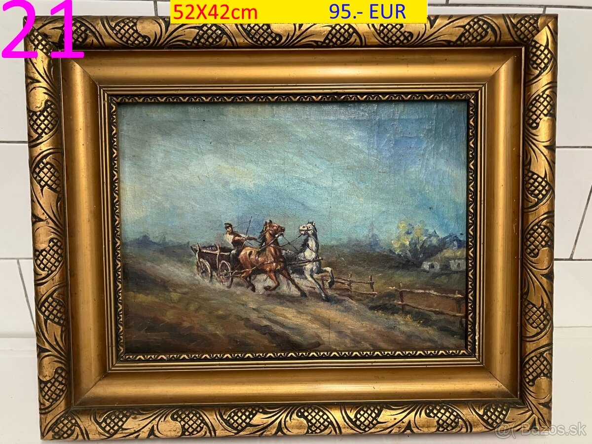 Obrazy olejomaľby rôzne tematiky viac kusov - 12