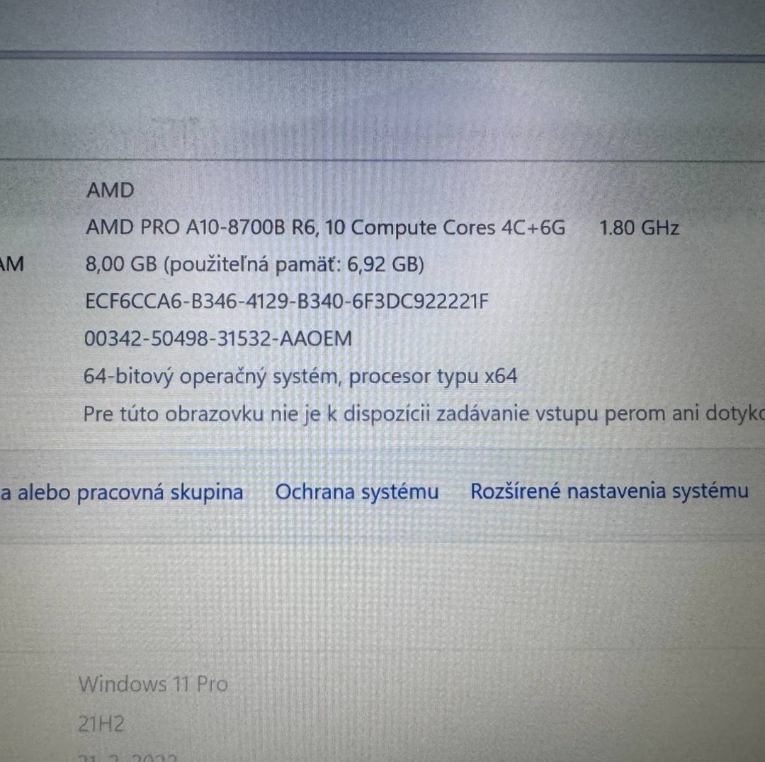 Notebook 14" HP.AMD PRO A10-8700B 4x1,80GHz.8gb ram.SSD 256 - 12