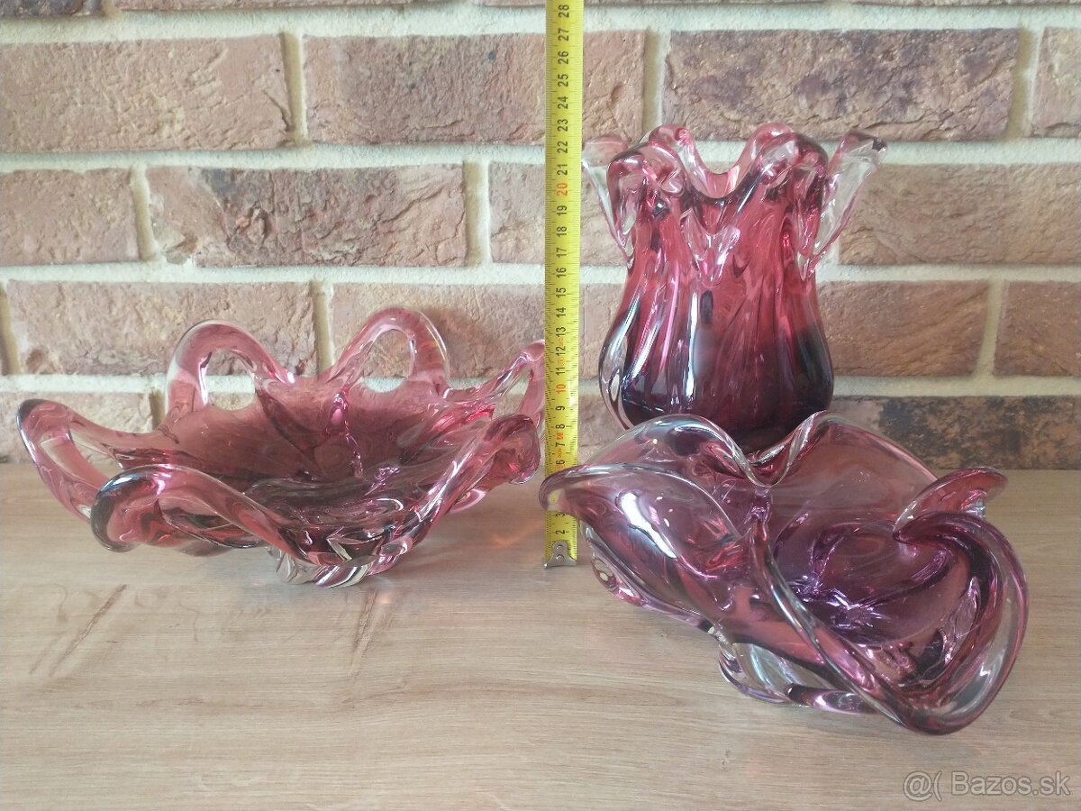 váza, košík, fúkané sklo, misa, hutné sklo - 12