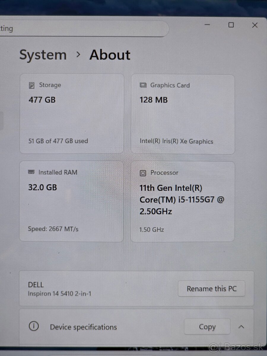 DELL Inspiron 14 5410 2-in-1, WIN 11 PRO, 32GB RAM - 12