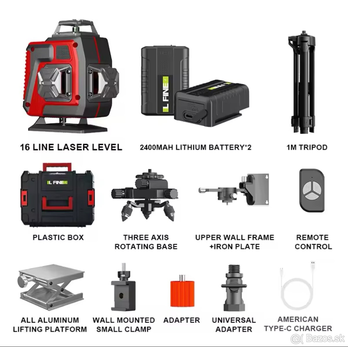 Akcia‼️Laserová vodováha, 16 riadkov, 4D, zelený lúč - 12