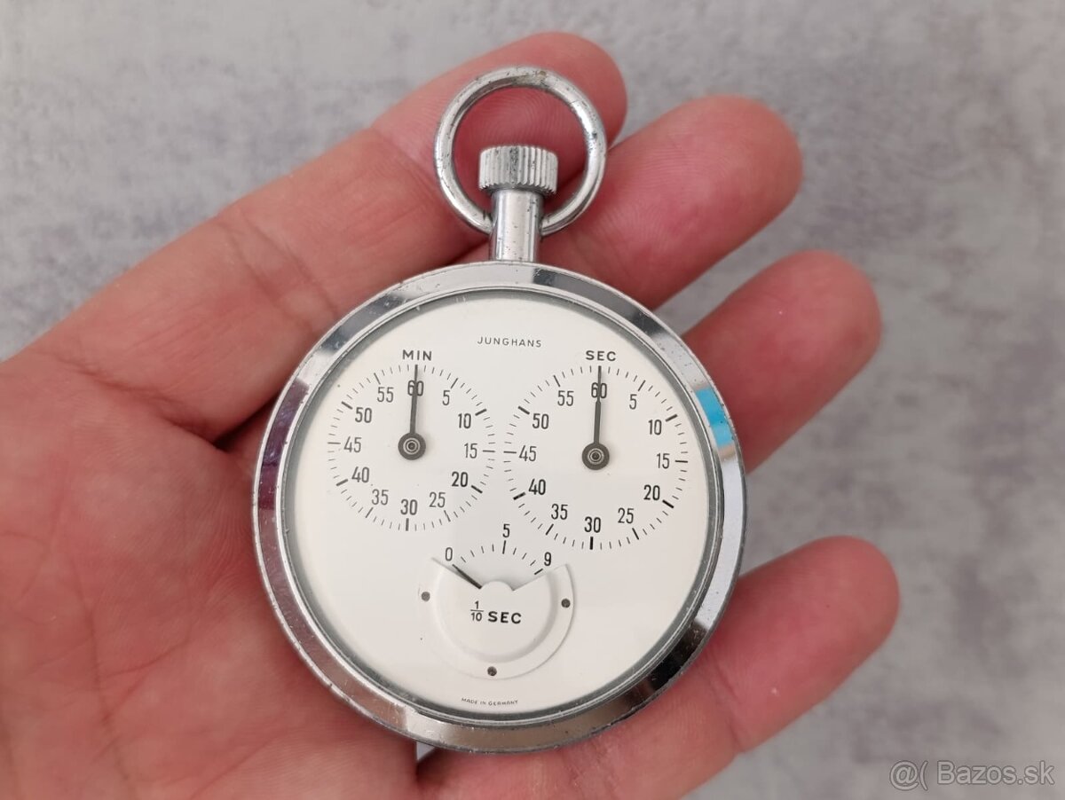 Zajímavé staré německé kapesní stopky Junghans 1/10s. - 12