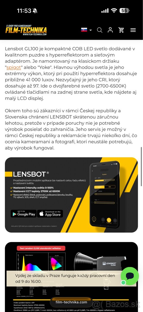 Predám COB LED svetlá Lensbot GL100 - 12