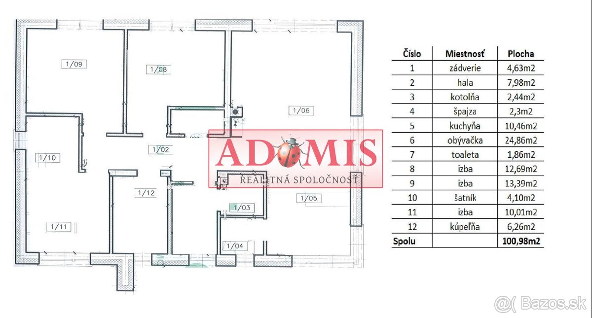 ADOMIS - predáme 4izbový bungalov 516m2, Šarišské Bohdanovce - 12