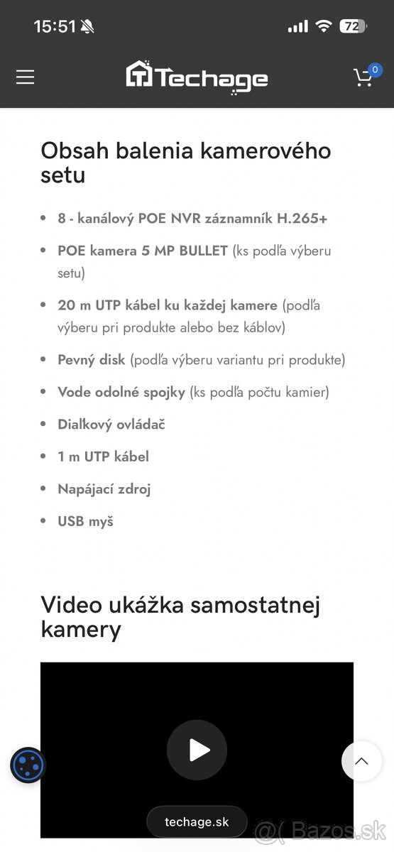 Techage kamerový systém 4x 5MP kamera, NVR + kabeláž - 12