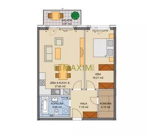 V projekte Jégého alej V 2 izbový apartmán na ulici Trnavská - 12