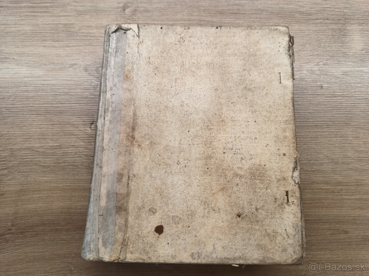 Starožitná latinská kniha 1677 pergamenová väzba - 12