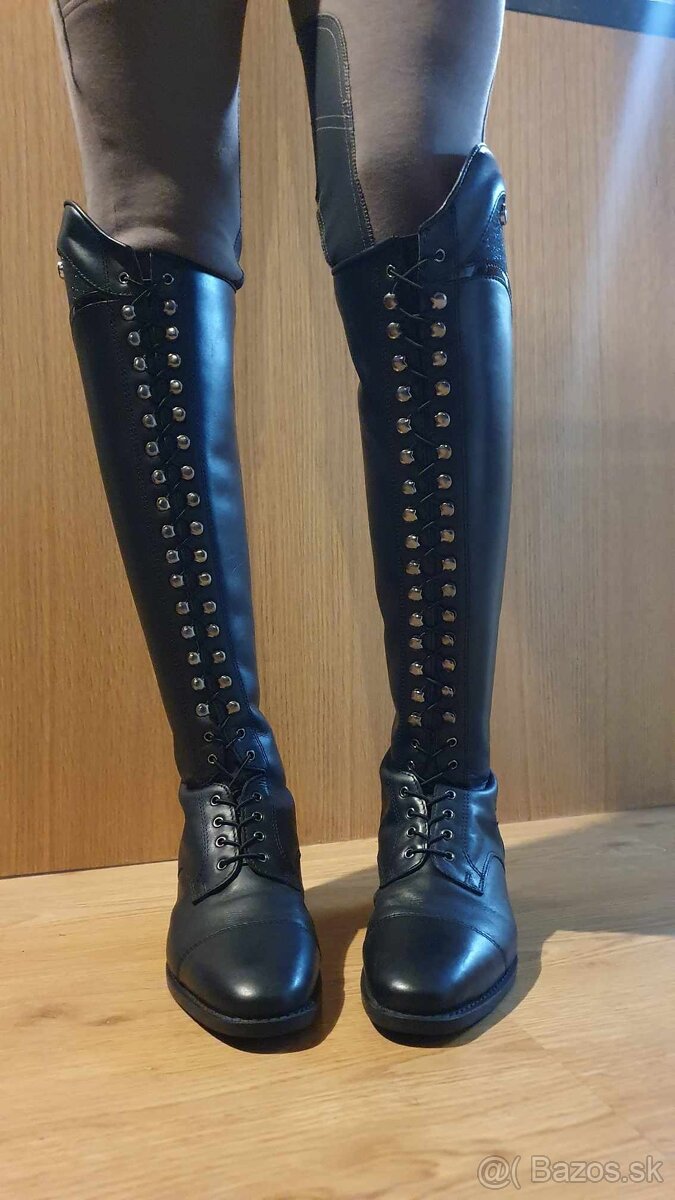 Jazdecké čižmy Hailey koženné + napínak + taška - 12