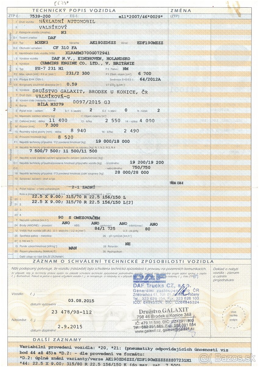 DAF CF 310 FA SPACE CAB EURO 6 - valník s plachtou - 12