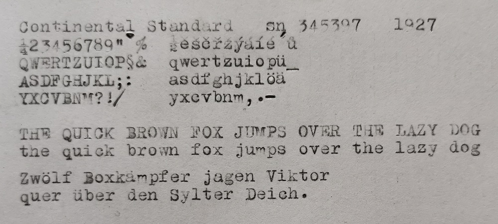 Starožitný písací stro Continental Standard z roku 1927 - 12